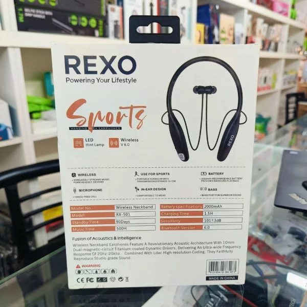REXO RX-501 Wireless Neckband 500H Backup 2 REXO RX-501 Wireless Neckband 500H Backup - Image 2